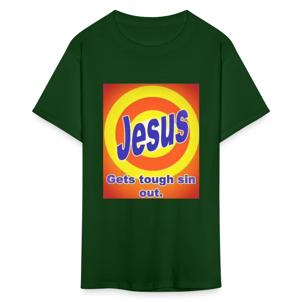 Unisex Classic Jesus Print T Shirt - forest green