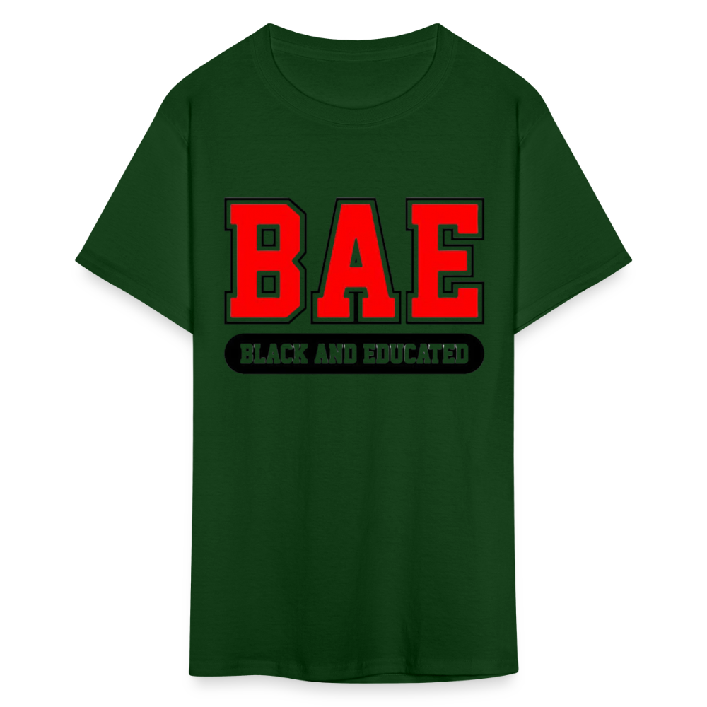 Unisex Classic Bae Print Fruit of The Loom T Shirt - forest green