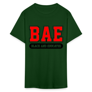 Unisex Classic Bae Print Fruit of The Loom T Shirt - forest green