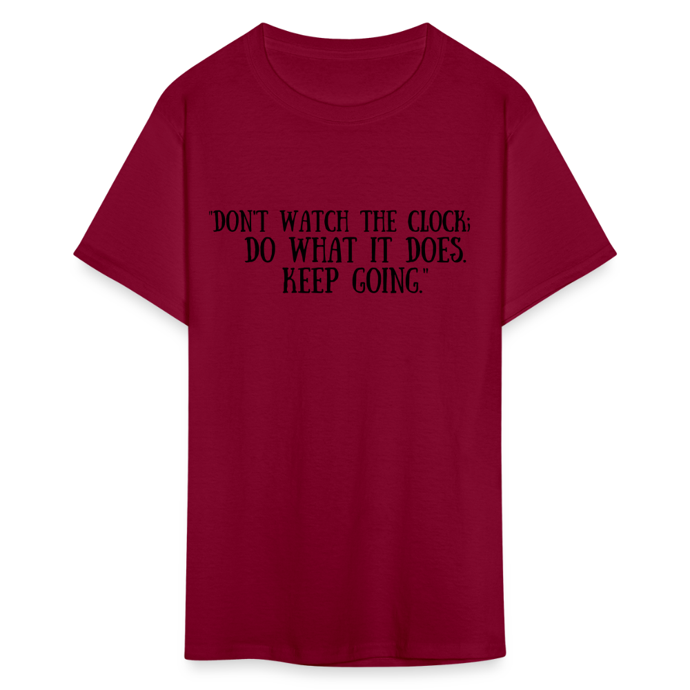 Unisex Classic  Watch the Clock Print T Shirt - burgundy