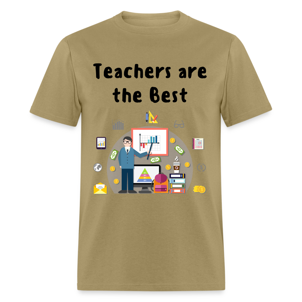 Unisex Adult Teachers Print T Shirt - khaki