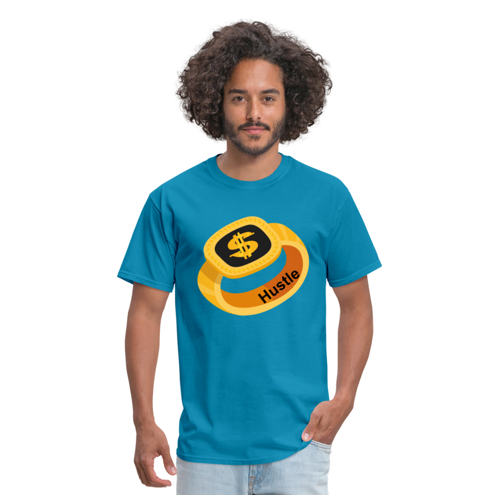 Men's Hustle Print T Shirt - turquoise