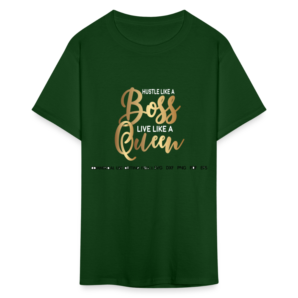 Women's Classic Boss Queen Print T Shirt - forest green