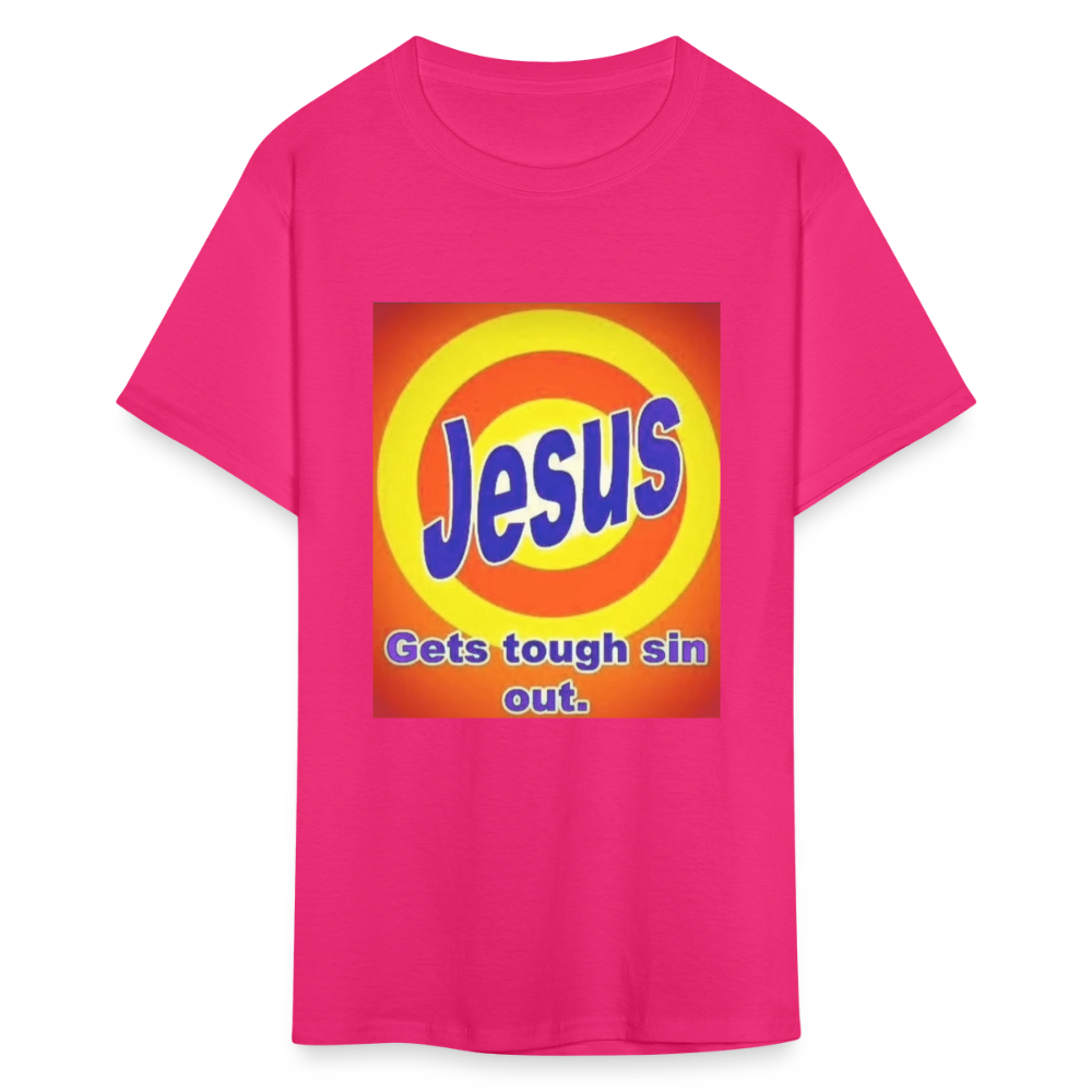 Unisex Classic Jesus Print T Shirt - fuchsia