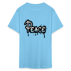 Unisex Peace Print T Shirt - aquatic blue