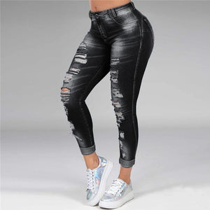 Women's Ripped Holes Stretch Designer Jeans