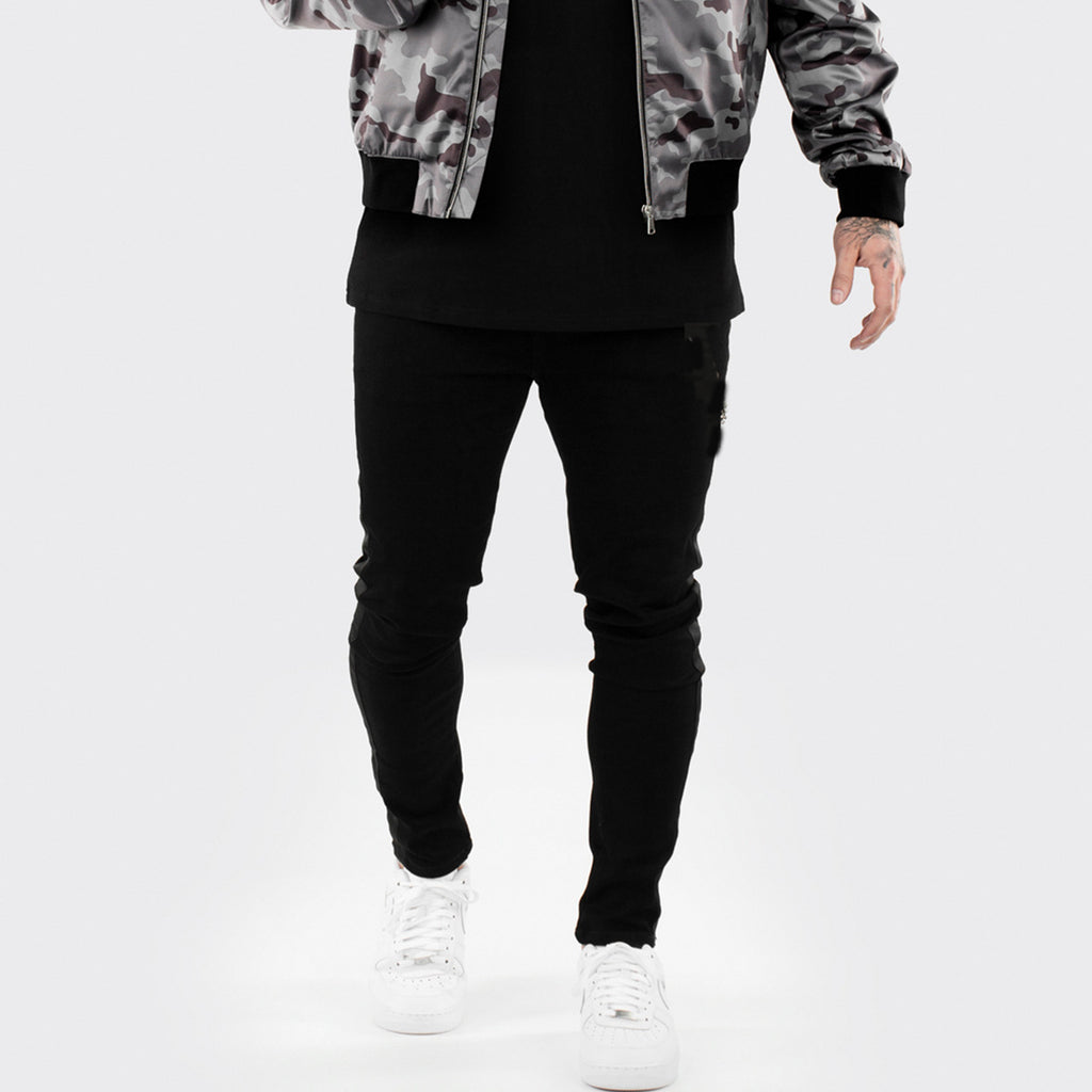 Men's Ripped Black Slim-fit High Waist Denim Trousers - Shirtafied