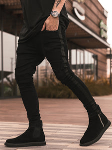 Men's Ripped Black Slim-fit High Waist Denim Trousers - Shirtafied