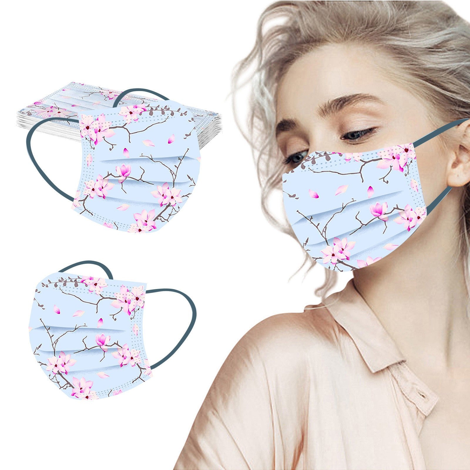 Women's Professional 10PCS Disposable Facial Mask Spring Printing