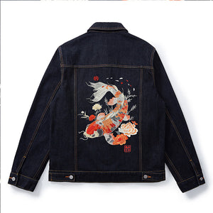 Men's Embroidered Koi Vintage Jacket