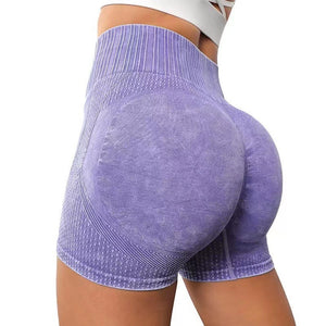 High-waisted Hip-lifting Fitness Pants Solid Color Quick-drying Tight Running Sports Yoga Shorts Women - Shirtafied