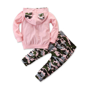 Kids Girls 2 Piece Bestie Print Hooded Pants Set