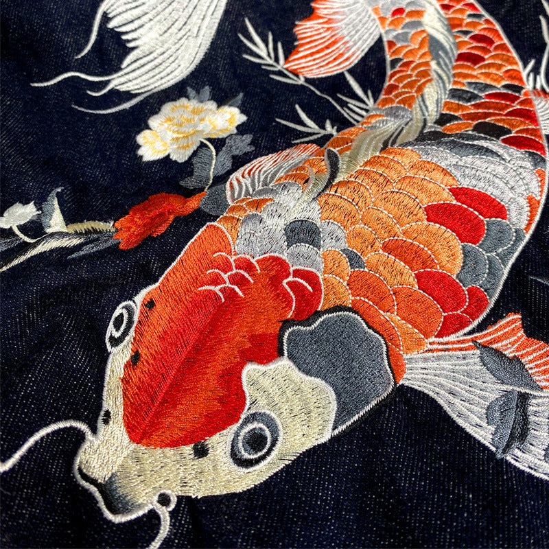 Men's Embroidered Koi Vintage Jacket