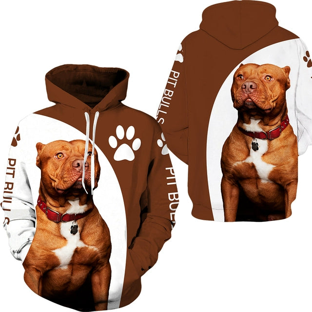 Men's 2 Piece Dog Print Hoodie Set