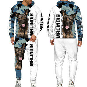 Men's 2 Piece Dog Print Hoodie Set