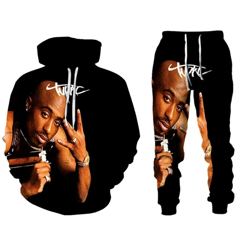 Men's 2 Piece 3D Print Pac Hoodie Set