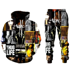 Men's 2 Piece 3D Print Pac Hoodie Set