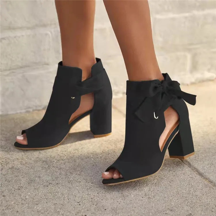 Women's Chunky High Heel Open Toe Pumps