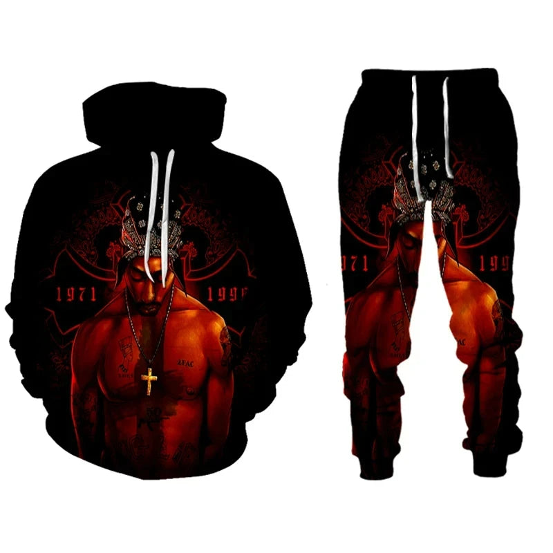 Men's 2 Piece 3D Print Pac Hoodie Set