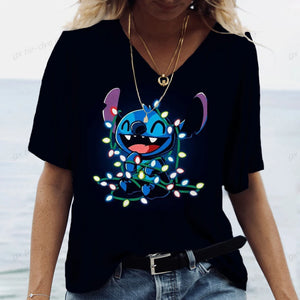 Women's Lilo & Stitch V Neck T Shirt