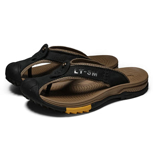 Men's Genuine Leather Flip Flop Sandals