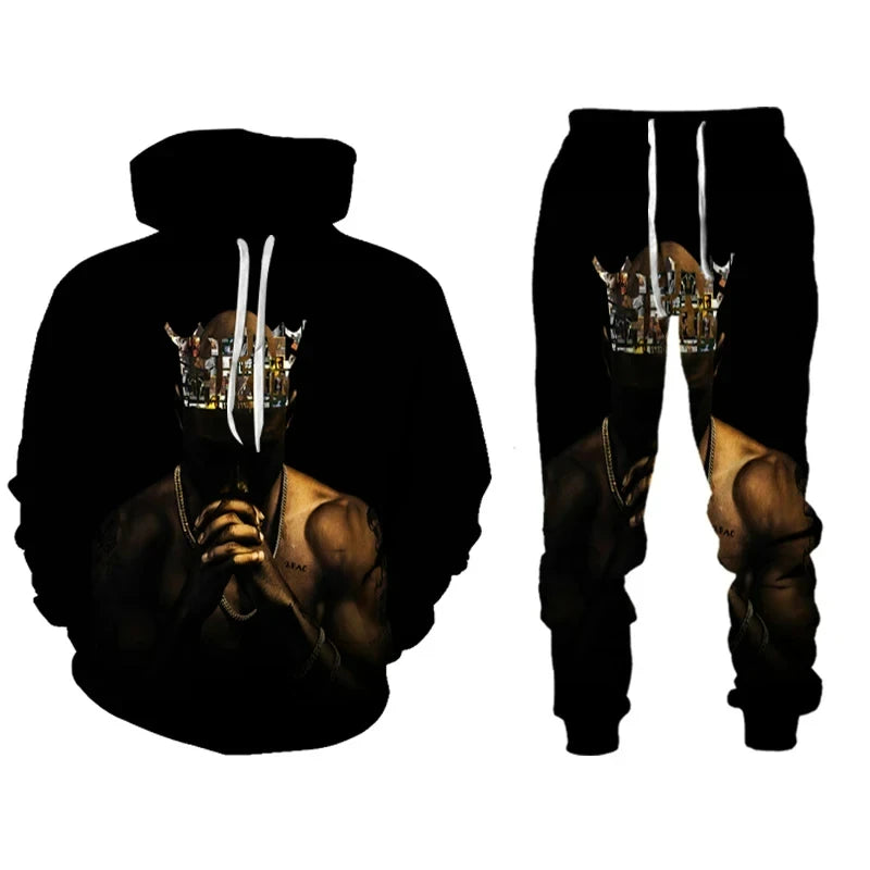 Men's 2 Piece 3D Print Pac Hoodie Set