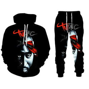 Men's 2 Piece 3D Print Pac Hoodie Set