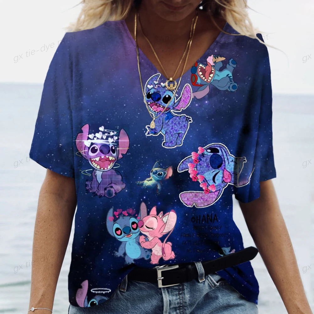 Women's Lilo & Stitch V Neck T Shirt