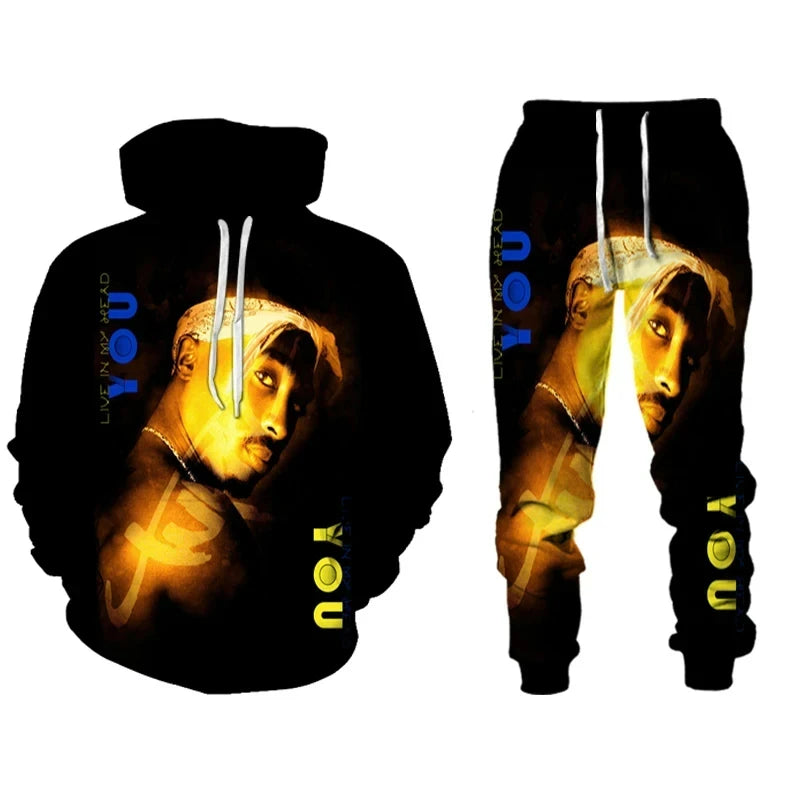 Men's 2 Piece 3D Print Pac Hoodie Set