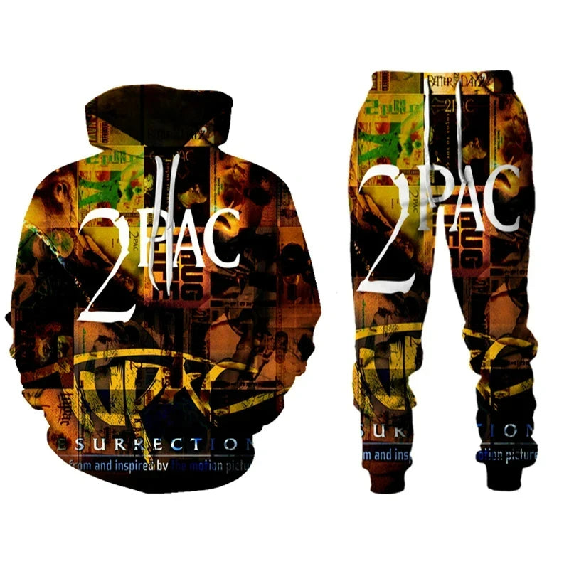 Men's 2 Piece 3D Print Pac Hoodie Set