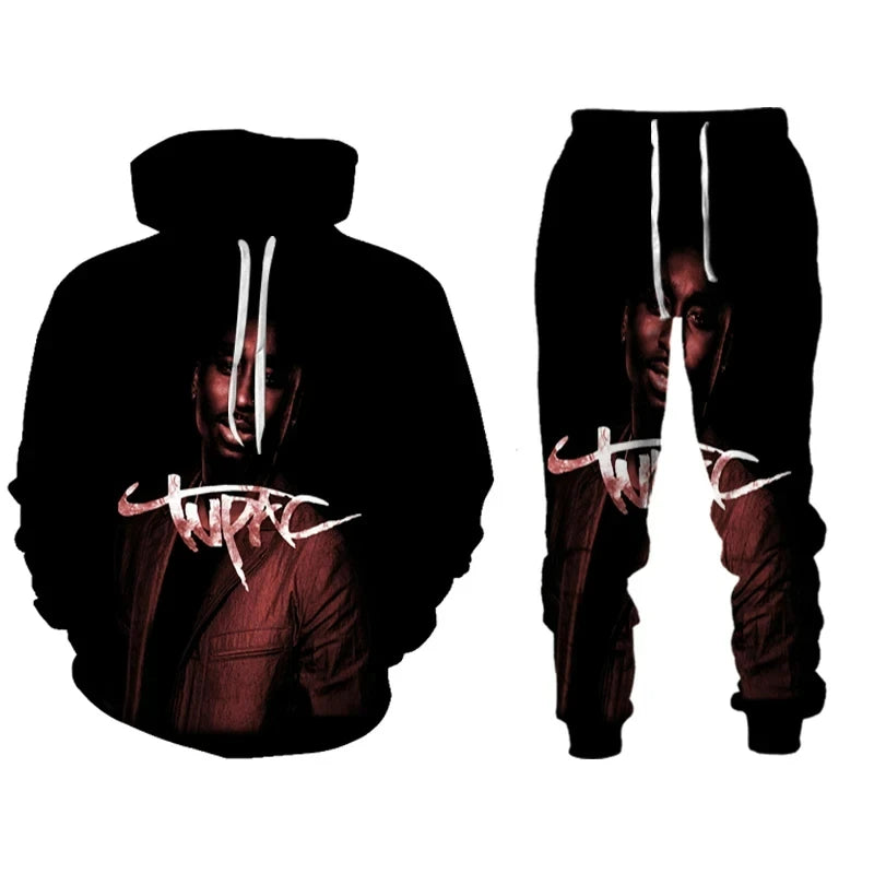 Men's 2 Piece 3D Print Pac Hoodie Set