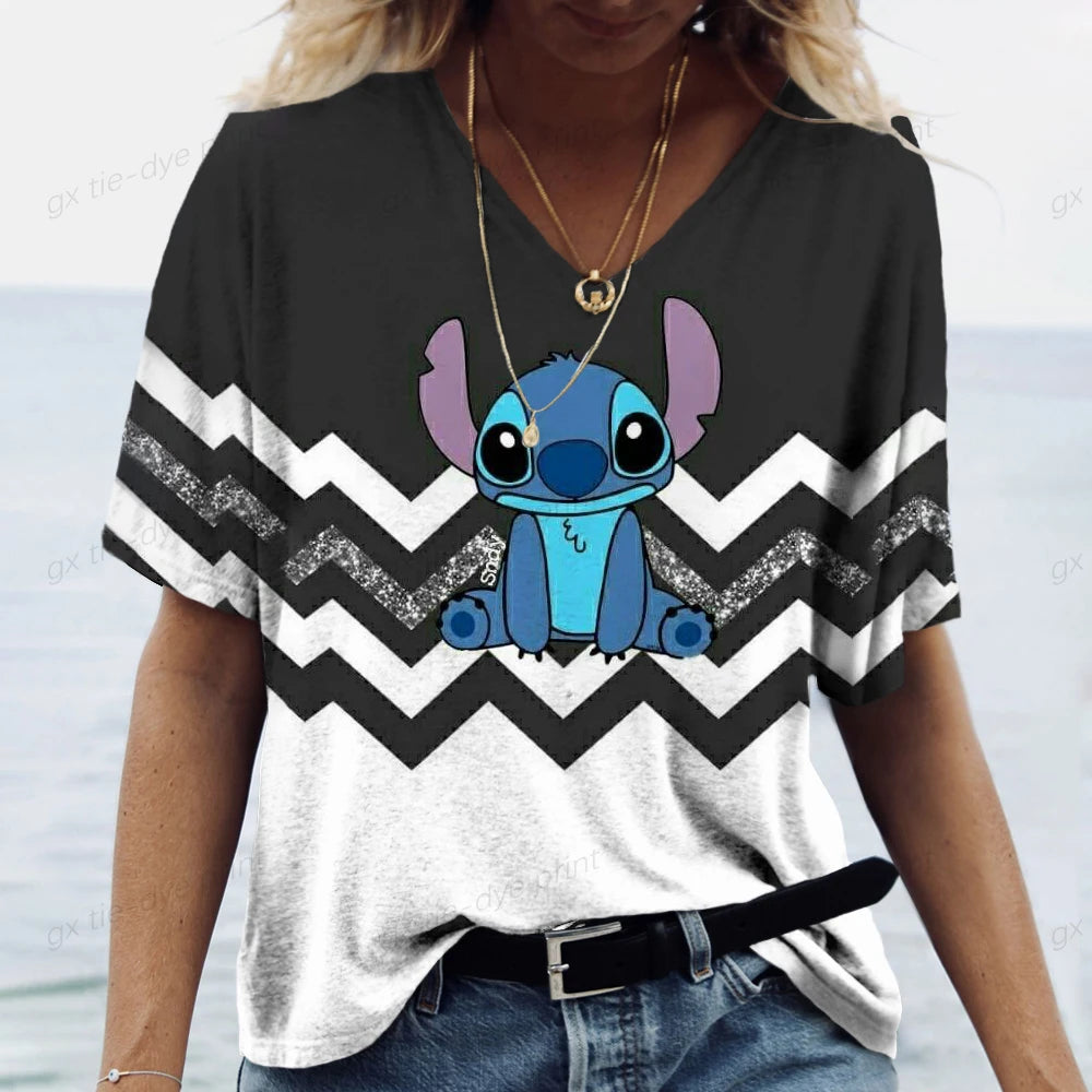 Women's Lilo & Stitch V Neck T Shirt