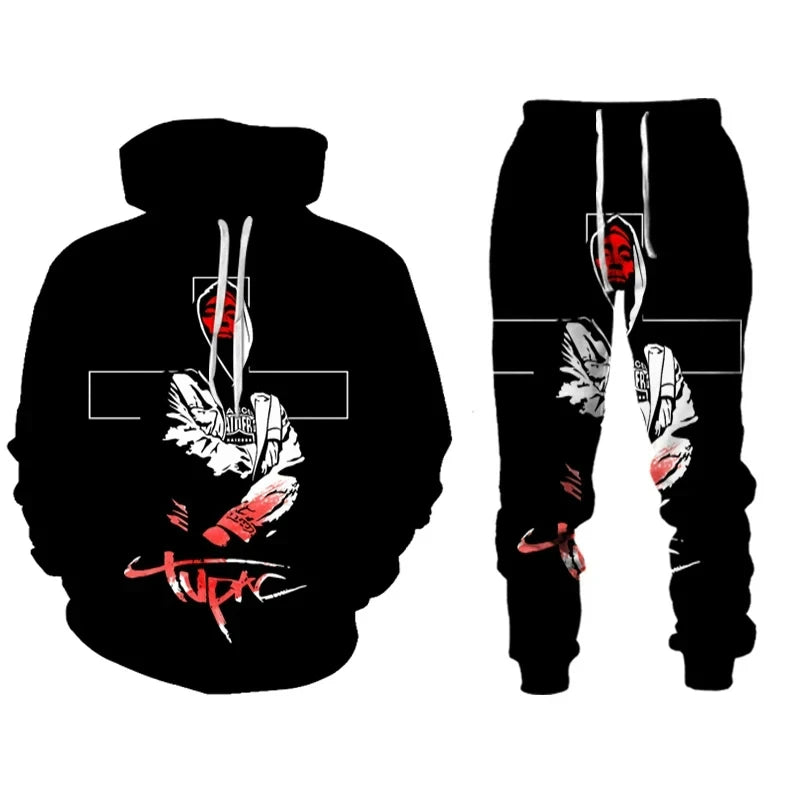 Men's 2 Piece 3D Print Pac Hoodie Set