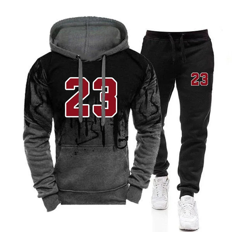 Men's 2 Piece Casual #23 Print Jogging Suit Set