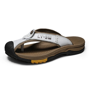 Men's Genuine Leather Flip Flop Sandals