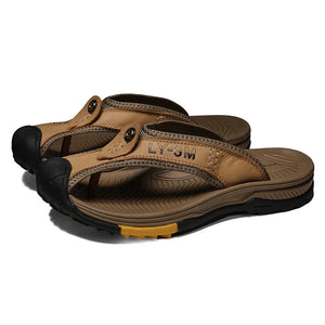 Men's Genuine Leather Flip Flop Sandals