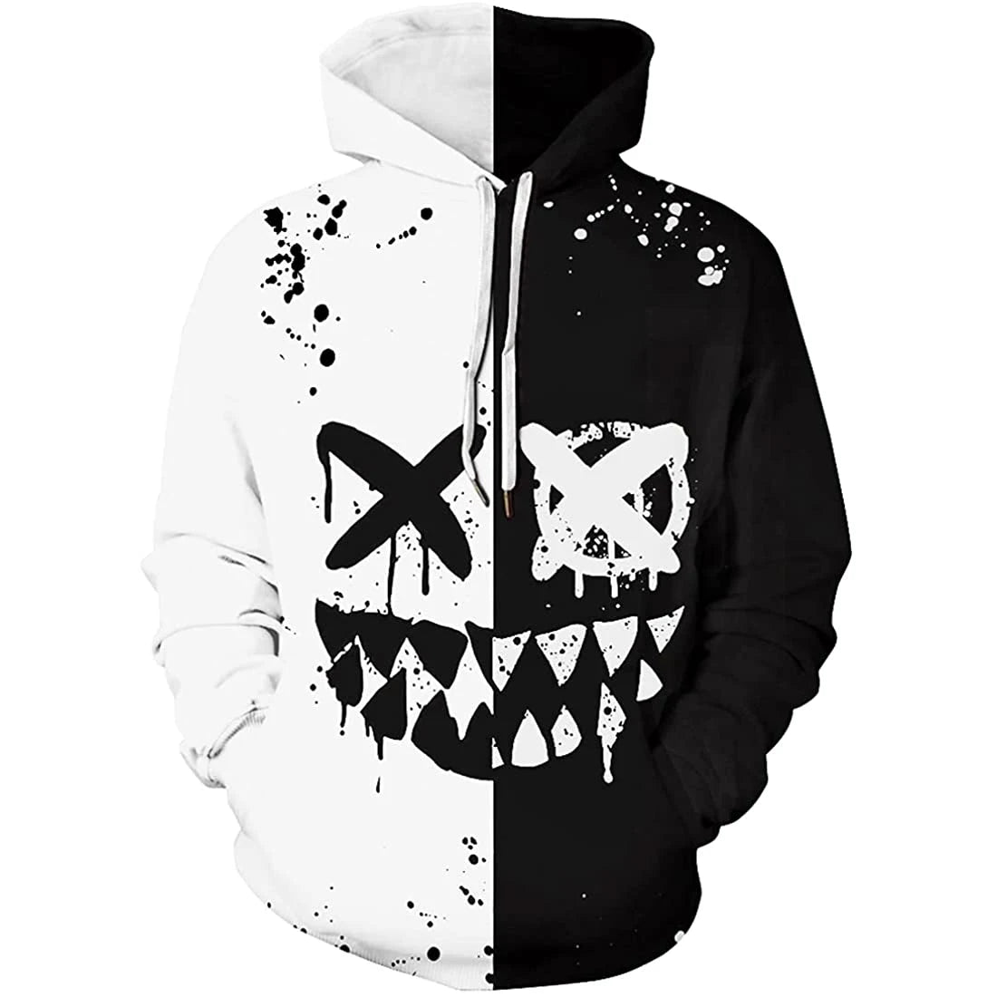 Men's 2 Tone  Cartoon Mad Face Print Hoodie