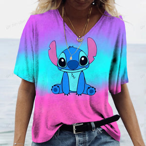 Women's Lilo & Stitch V Neck T Shirt