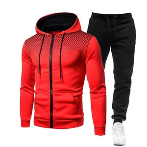 Men' 2 Piece Zippered Hooded Tracksuit