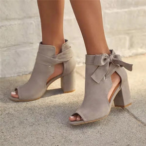 Women's Chunky High Heel Open Toe Pumps