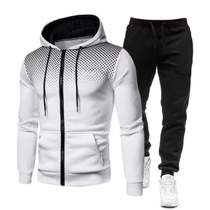 Men' 2 Piece Zippered Hooded Tracksuit