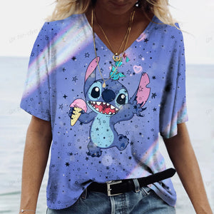 Women's Lilo & Stitch V Neck T Shirt