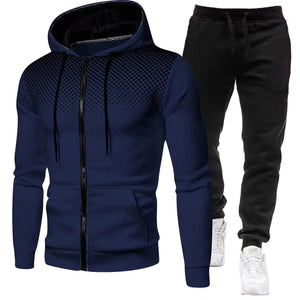 Men' 2 Piece Zippered Hooded Tracksuit