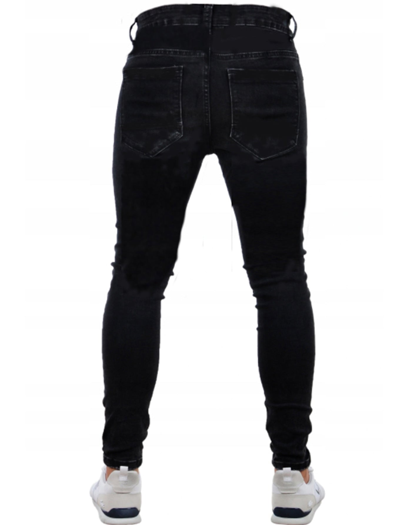 Men's Ripped Black Slim-fit High Waist Denim Trousers - Shirtafied