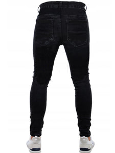 Men's Ripped Black Slim-fit High Waist Denim Trousers - Shirtafied
