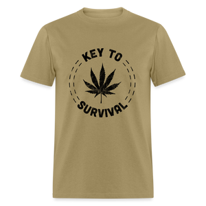 Men's Classic Survival Print  T Shirt - khaki