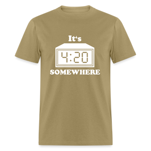 Unisex 4:20 Print T Shirt - khaki