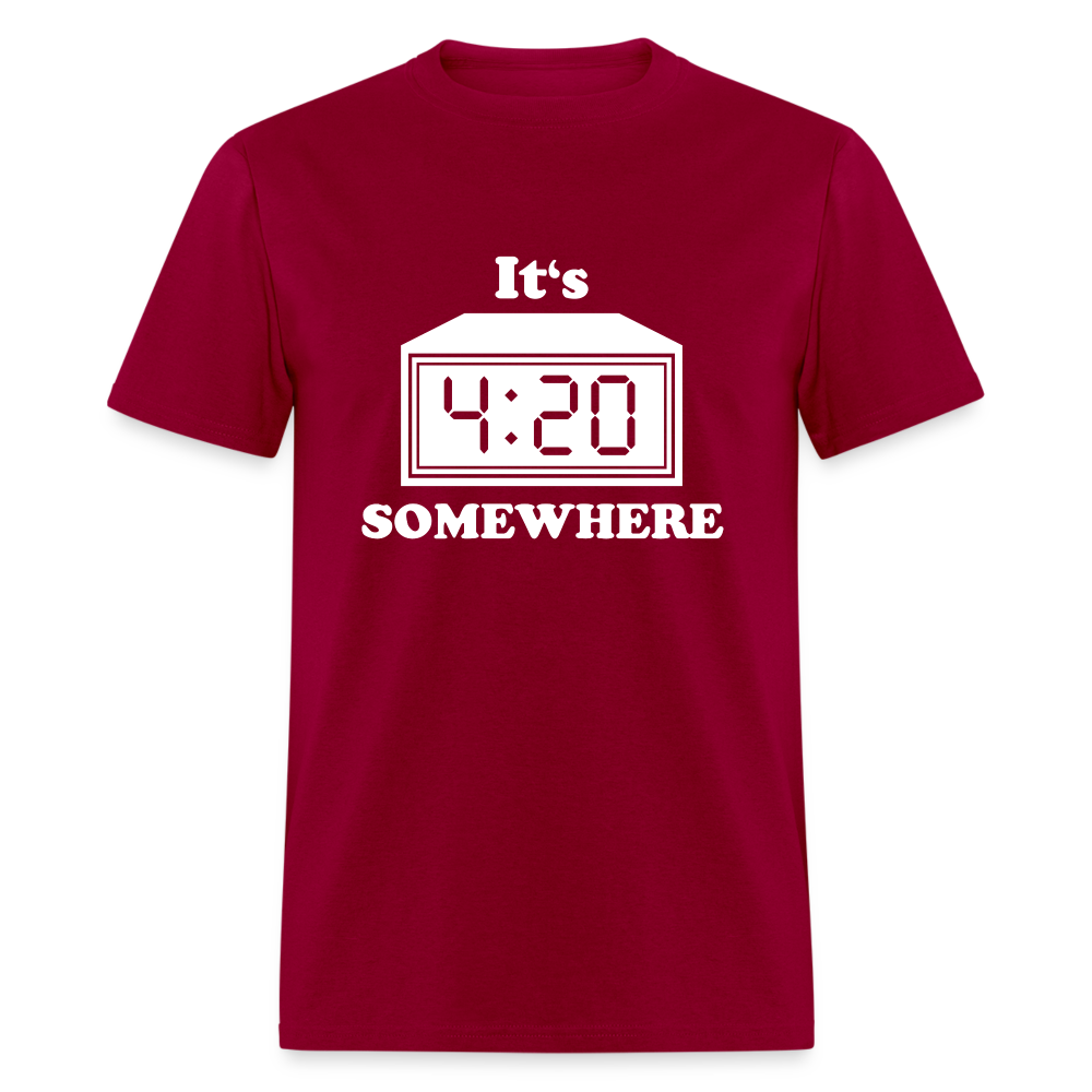 Unisex 4:20 Print T Shirt - dark red