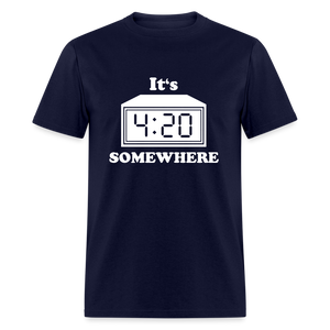 Unisex 4:20 Print T Shirt - navy