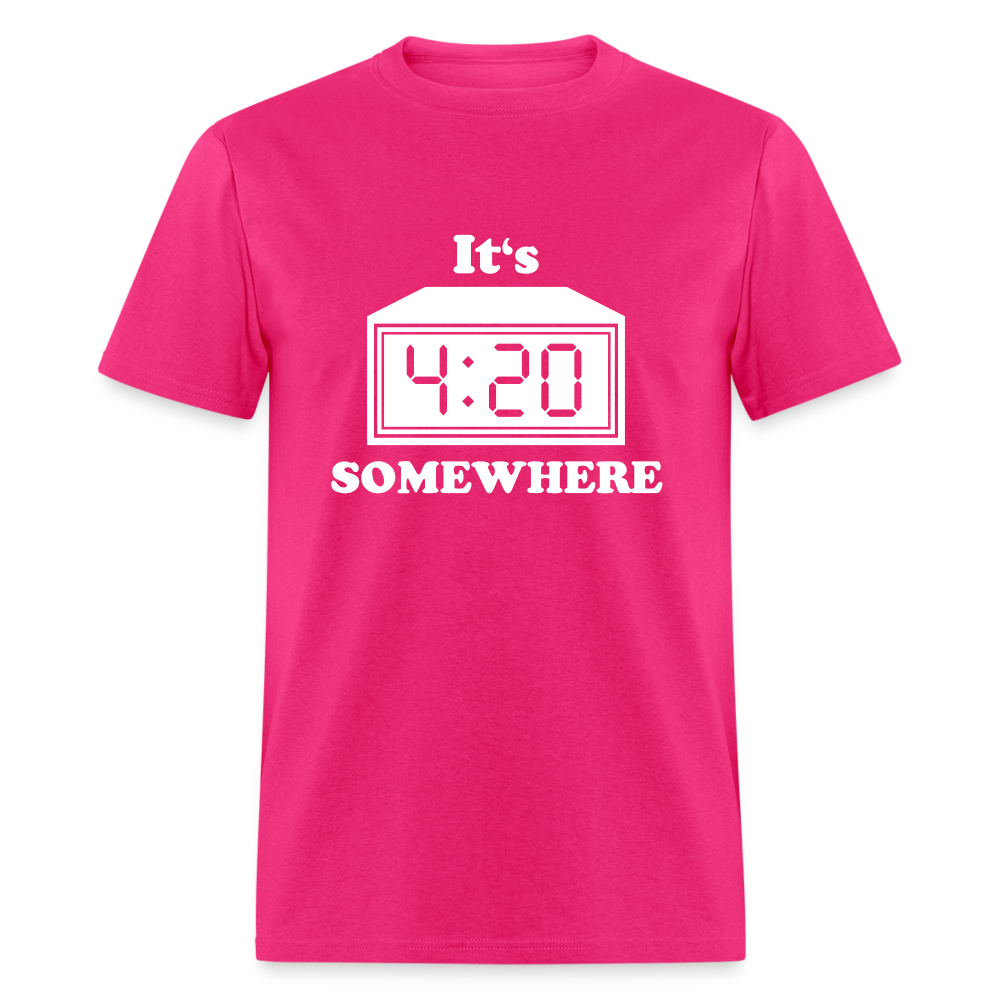 Unisex 4:20 Print T Shirt - fuchsia